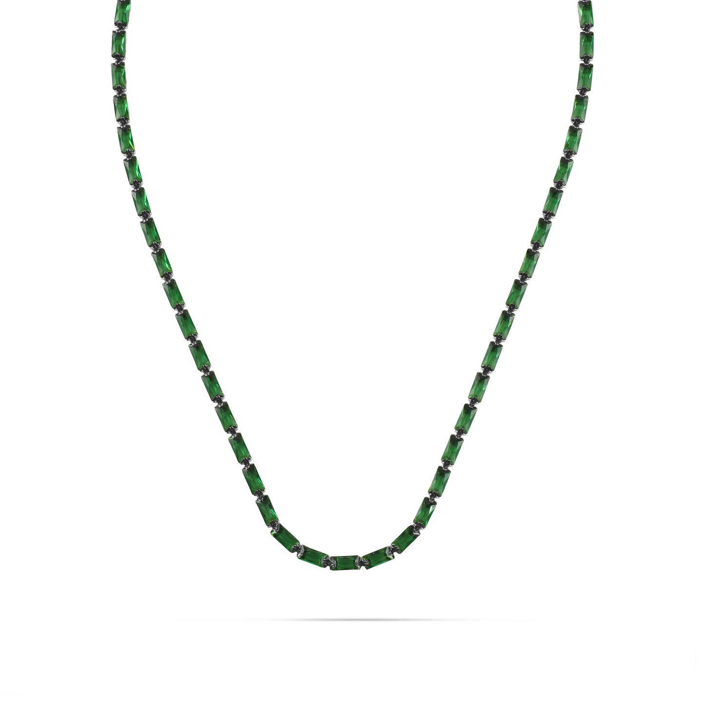 Κολιέ με πέτρες ζιργκόν Mar and Mar Liliana (Green) Silver από ανοξείδωτο ατσάλι