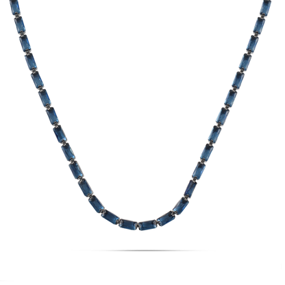 Κολιέ με πέτρες ζιργκόν Mar and Mar Liliana (Blue) Silver από ανοξείδωτο ατσάλι