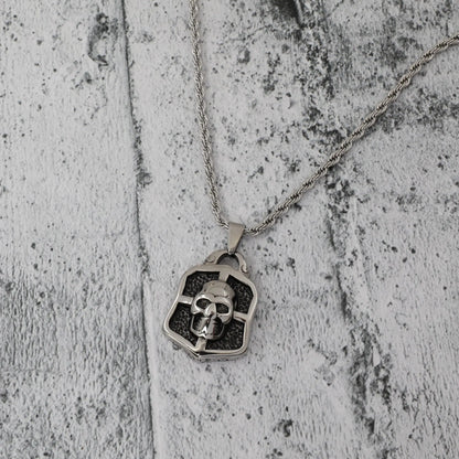 Ανδρικό Κολιέ νεκροκεφαλή Mar &amp; Mar Skull Tab II από ανοξείδωτο ατσάλι