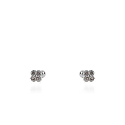 Σκουλαρίκια καρφωτά με ζιργκόν Mar and Mar Lucky Clover Sparkle Kids από ανοξείδωτο ατσάλι