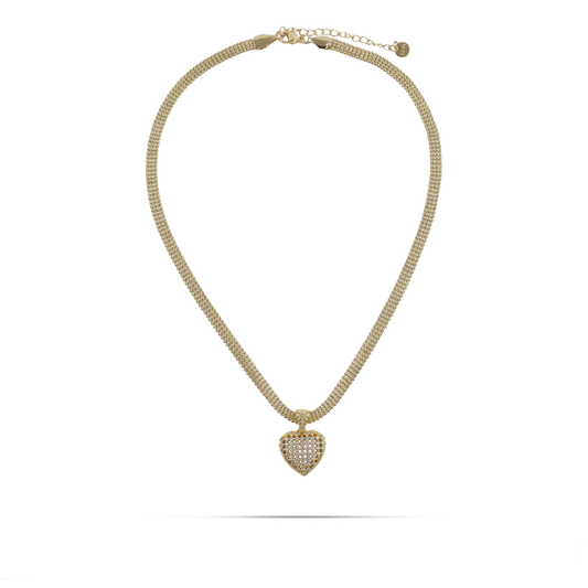 Κολιέ καρδιά με πέτρες ζιργκόν Mar and Mar Amarelia από ανοξείδωτο ατσάλι