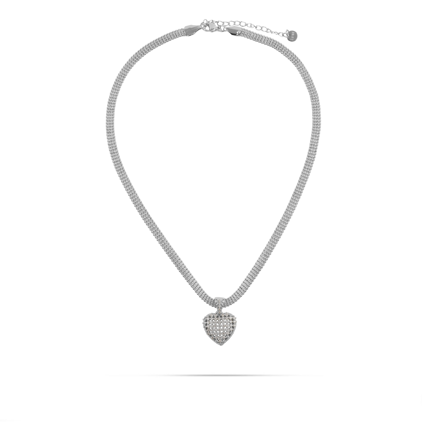 Κολιέ καρδιά με πέτρες ζιργκόν Mar and Mar Amarelia (Silver) από ανοξείδωτο ατσάλι