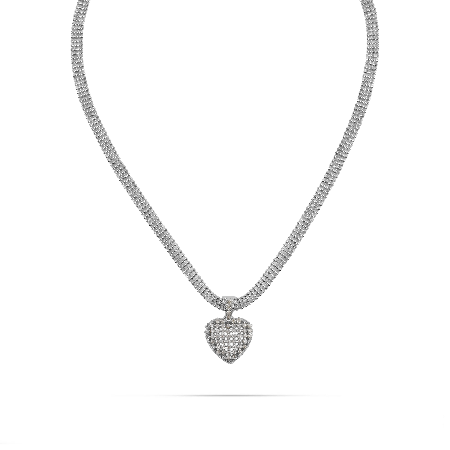 Κολιέ καρδιά με πέτρες ζιργκόν Mar and Mar Amarelia (Silver) από ανοξείδωτο ατσάλι