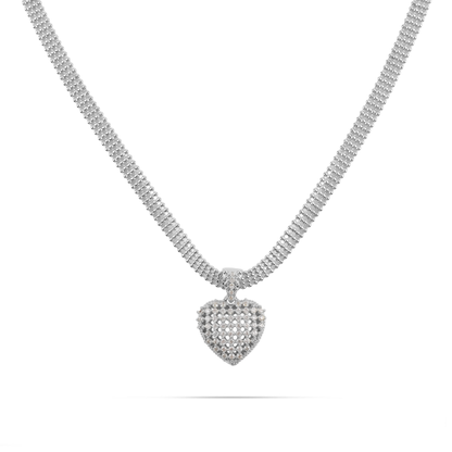 Κολιέ καρδιά με πέτρες ζιργκόν Mar and Mar Amarelia (Silver) από ανοξείδωτο ατσάλι
