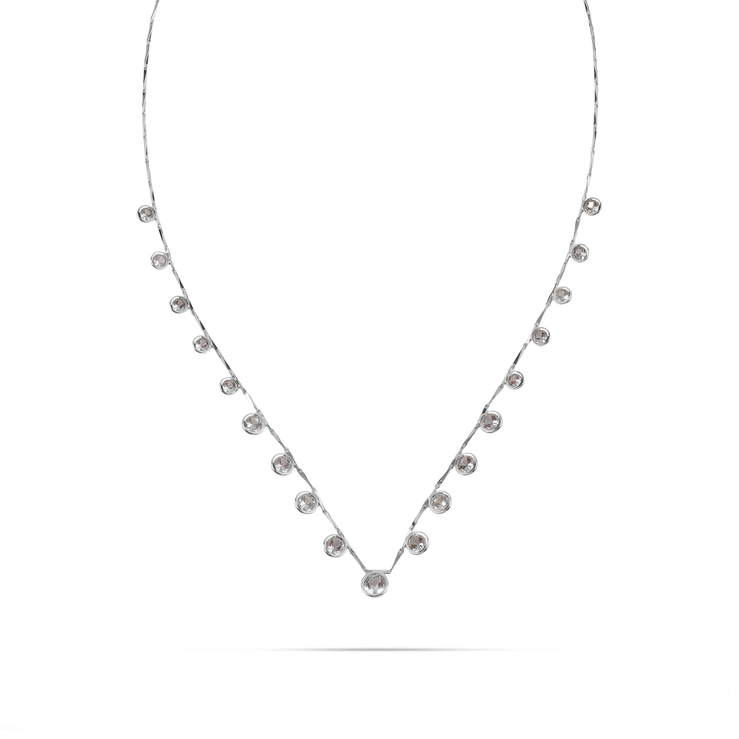 Κολιέ με πέτρες ζιργκόν Mar and Mar Eclessa (Silver) από ανοξείδωτο ατσάλι