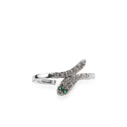 Γυναικείο δαχτυλίδι φίδι με ζιργκόν Mar and Mar Serpentia (Silver)