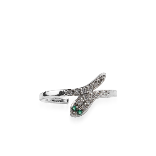 Γυναικείο δαχτυλίδι φίδι με ζιργκόν Mar and Mar Serpentia (Silver)