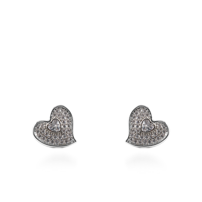 Σκουλαρίκια καρφωτά καρδούλες με ζιργκόν Mar and Mar Eliry (Silver)