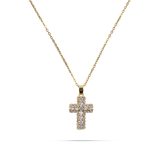 Κολιέ σταυρός με πέτρες ζιργκόν Mar and Mar Velmira από ανοξείδωτο ατσάλι