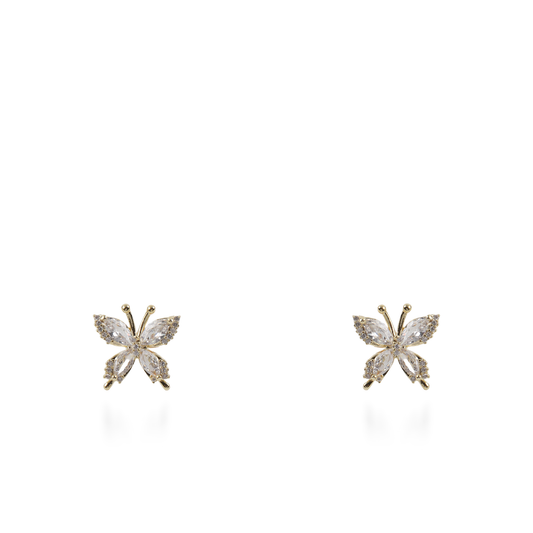 Σκουλαρίκια καρφωτά πεταλούδες με ζιργκόν Mar and Mar Mariel