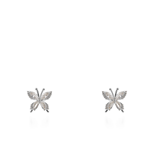 Σκουλαρίκια καρφωτά πεταλούδες με ζιργκόν Mar and Mar Mariel (Silver)