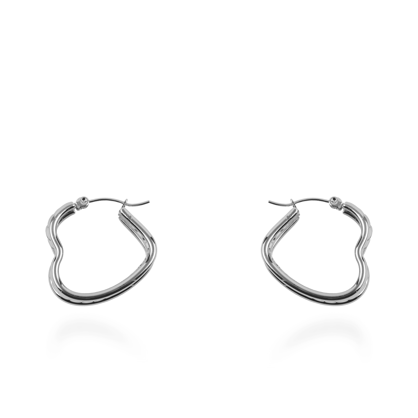 Σκουλαρίκια κρίκοι καρδιές Mar and Mar Amora (Silver) από ανοξείδωτο ατσάλι