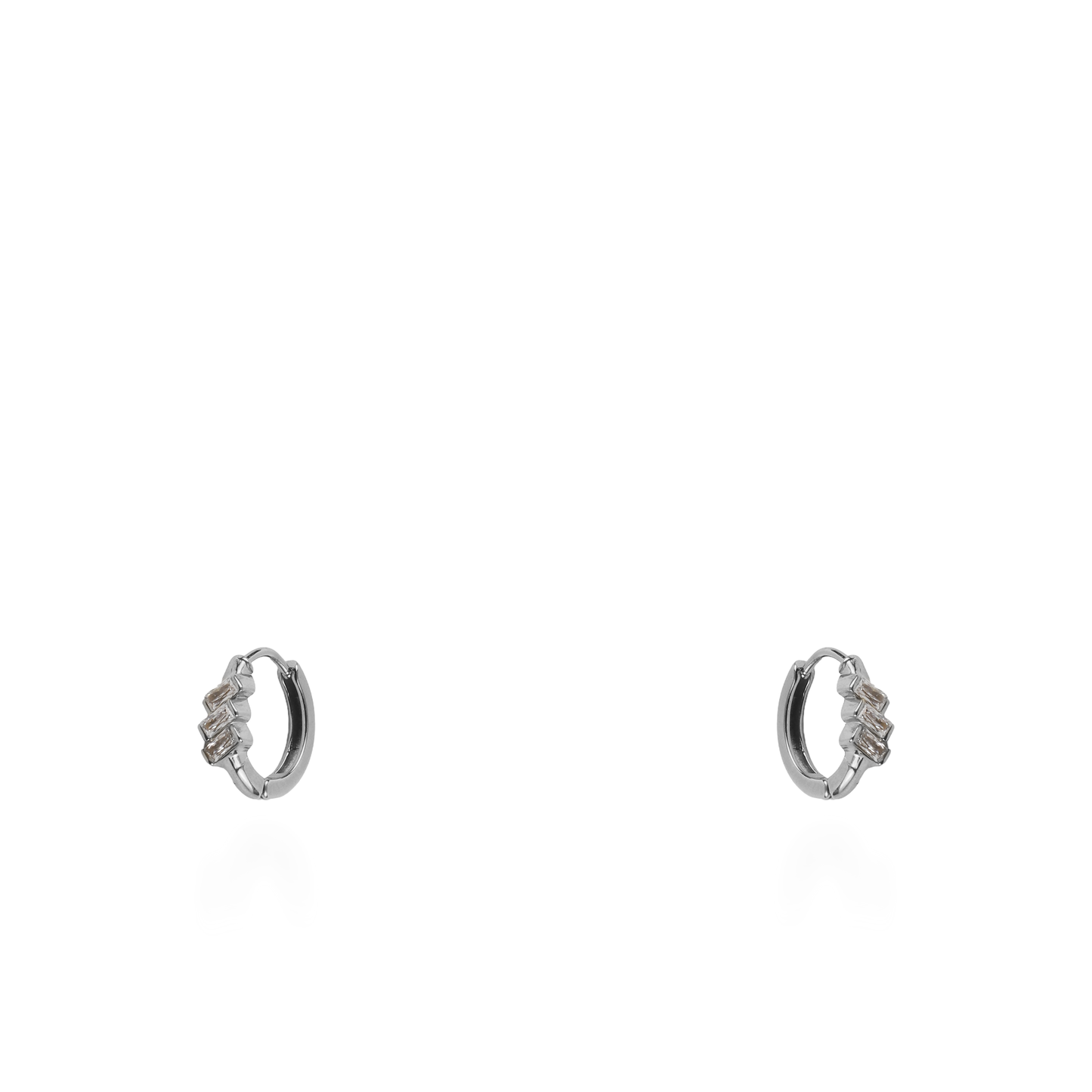 Σκουλαρίκια κρικοί με ζιργκόν Mar and Mar Kytha (Silver) από ανοξείδωτο ατσάλι