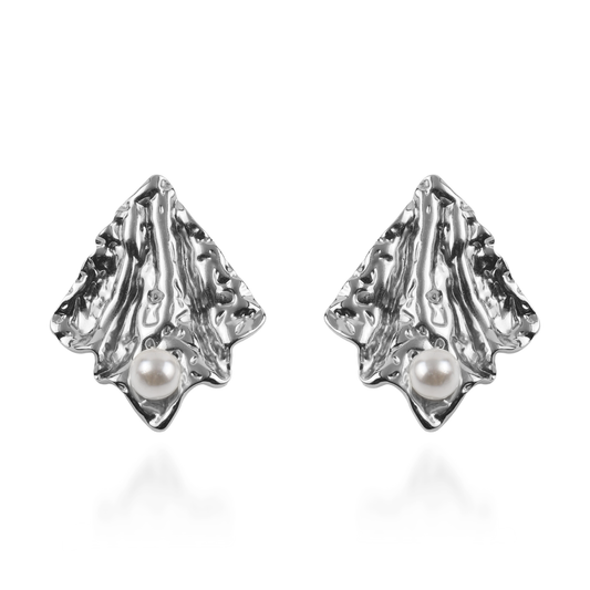 Σκουλαρίκια καρφωτά με πέρλα Mar and Mar Nereis (Silver) από ανοξείδωτο ατσάλι