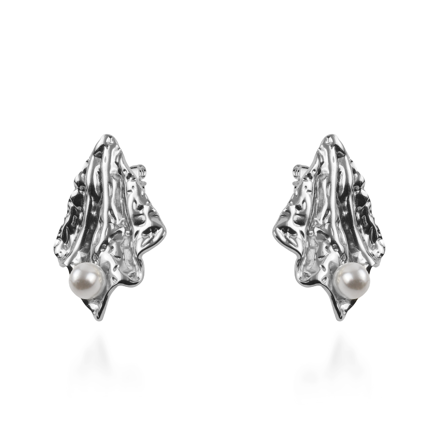 Σκουλαρίκια καρφωτά με πέρλα Mar and Mar Nereis (Silver) από ανοξείδωτο ατσάλι