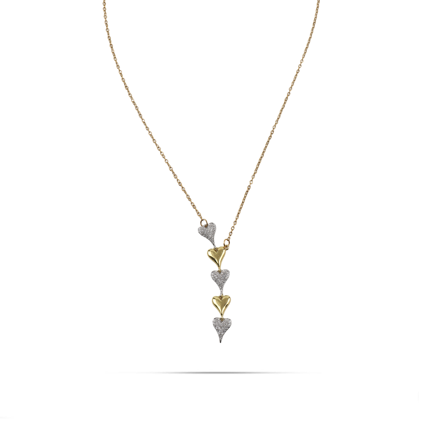 Κολιέ με καρδούλες και πέτρες ζιργκόν Mar and Mar Amaris από ανοξείδωτο ατσάλι