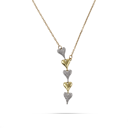 Κολιέ με καρδούλες και πέτρες ζιργκόν Mar and Mar Amaris από ανοξείδωτο ατσάλι