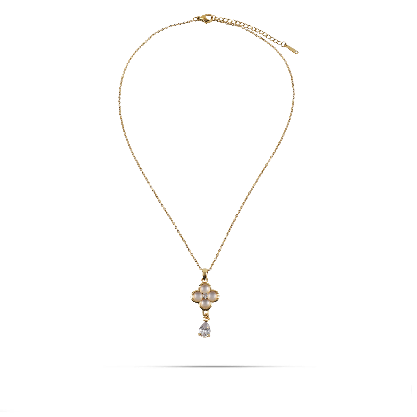 Κολιέ λουλούδι με πέτρες ζιργκόν Mar and Mar Cloveria από ανοξείδωτο ατσάλι