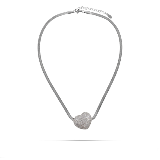 Κολιέ με καρδιά με ζιργκόν Mar and Mar Estrella από ανοξείδωτο ατσάλι