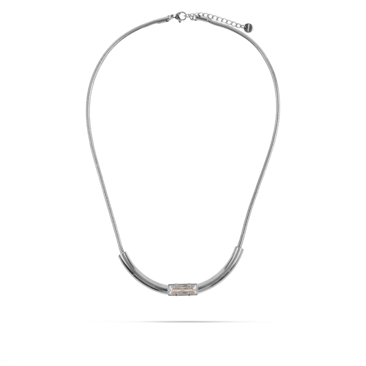 Κολιέ με μενταγιόν με ζιργκόν Mar and Mar Linear (Silver) από ανοξείδωτο ατσάλι