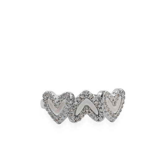 Γυναικείο δαχτυλίδι με καρδιές και ζιργκόν Mar and Mar Carissima (Silver)