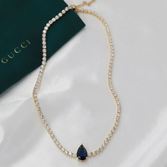 Κολιέ choker δάκρυ με πέτρες ζιργκόν Mar and Mar Renata Tennis (Blue)