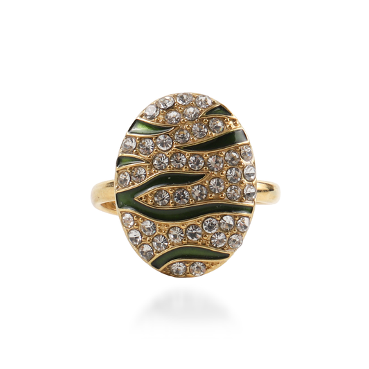 Γυναικείο δαχτυλίδι με πέτρες ζιργκόν Zaya Oval Green από ανοξείδωτο ατσάλι