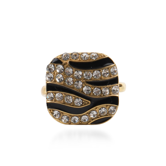 Γυναικείο δαχτυλίδι με πέτρες ζιργκόν Zaya Black από ανοξείδωτο ατσάλι