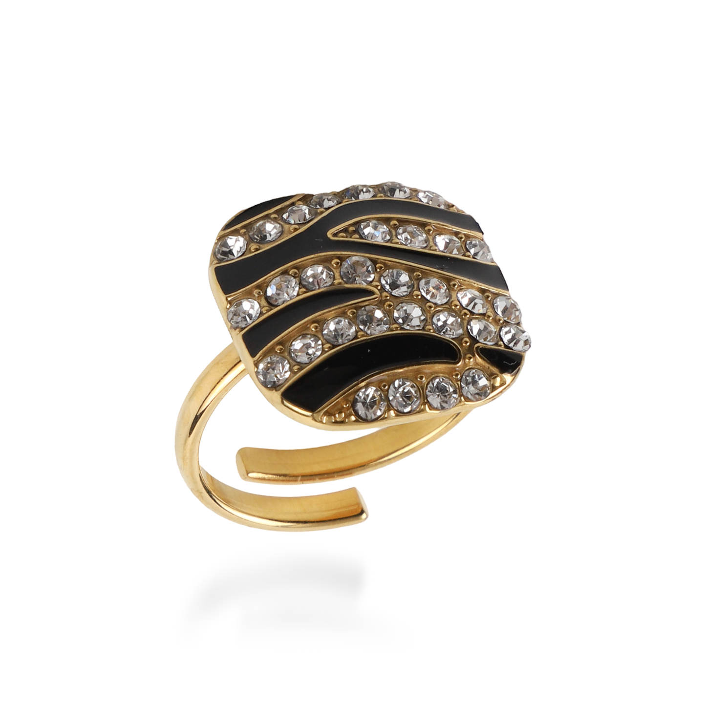 Γυναικείο δαχτυλίδι με πέτρες ζιργκόν Zaya Black από ανοξείδωτο ατσάλι