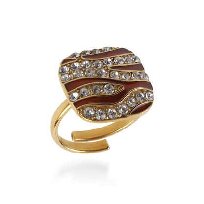 Γυναικείο δαχτυλίδι με πέτρες ζιργκόν Zaya Red από ανοξείδωτο ατσάλι