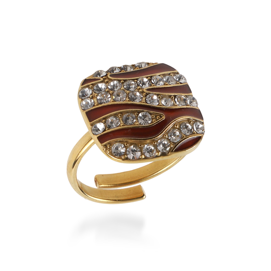 Γυναικείο δαχτυλίδι με πέτρες ζιργκόν Zaya Red από ανοξείδωτο ατσάλι