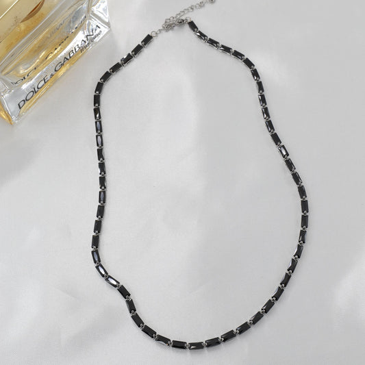 Κολιέ με πέτρες ζιργκόν Mar and Mar Liliana (Black) Silver από ανοξείδωτο ατσάλι