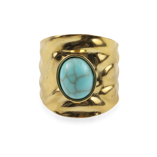 Γυναικείο δαχτυλίδι με τυρκουάζ πέτρα Marilie από ανοξείδωτο ατσάλι