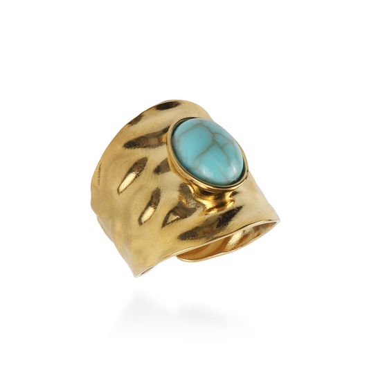 Γυναικείο δαχτυλίδι με τυρκουάζ πέτρα Marilie από ανοξείδωτο ατσάλι