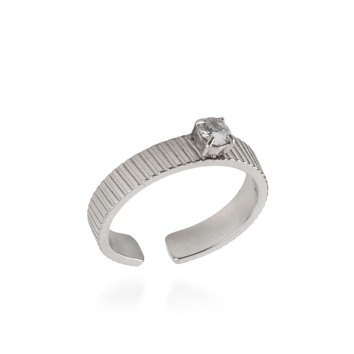 Γυναικείο δαχτυλίδι μονόπετρο με πέτρα ζιργκόν Launy (Silver) από ανοξείδωτο ατσάλι