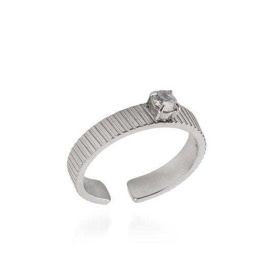 Γυναικείο δαχτυλίδι μονόπετρο με πέτρα ζιργκόν Launy (Silver) από ανοξείδωτο ατσάλι
