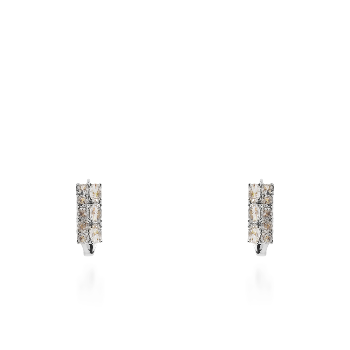 Σκουλαρίκια κρίκοι με ζιργκόν Mar and Mar Peliana (Silver) από ανοξείδωτο ατσάλι