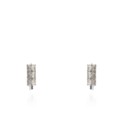 Σκουλαρίκια κρίκοι με ζιργκόν Mar and Mar Peliana (Silver) από ανοξείδωτο ατσάλι