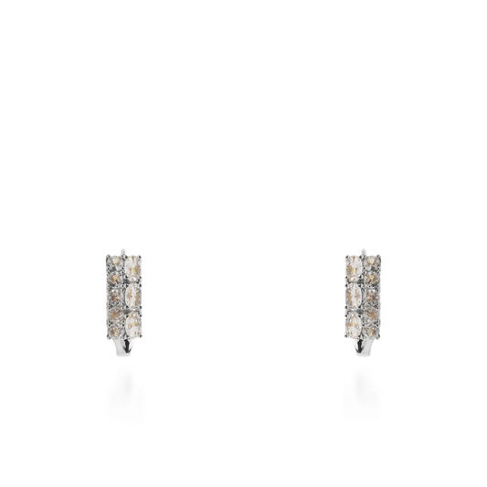 Σκουλαρίκια κρίκοι με ζιργκόν Mar and Mar Peliana (Silver) από ανοξείδωτο ατσάλι
