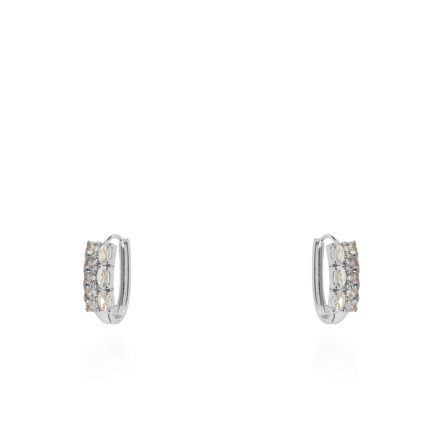Σκουλαρίκια κρίκοι με ζιργκόν Mar and Mar Peliana (Silver) από ανοξείδωτο ατσάλι