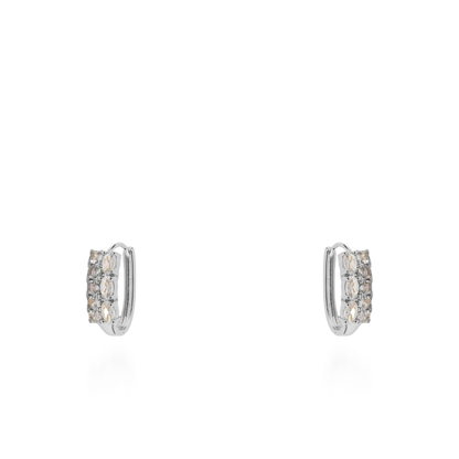 Σκουλαρίκια κρίκοι με ζιργκόν Mar and Mar Peliana (Silver) από ανοξείδωτο ατσάλι