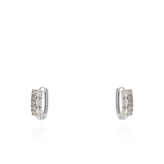 Σκουλαρίκια κρίκοι με ζιργκόν Mar and Mar Peliana (Silver) από ανοξείδωτο ατσάλι