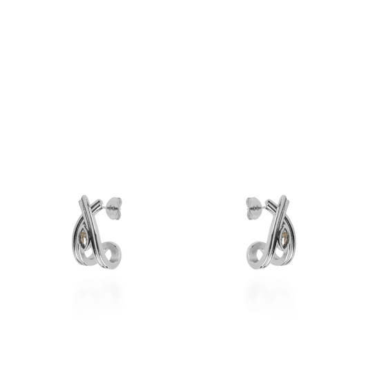 Σκουλαρίκια καρφωτά με ζιργκόν Mar and Mar Alixia (Silver) από ανοξείδωτο ατσάλι