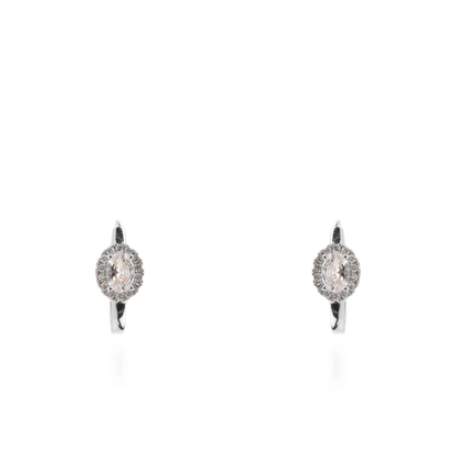 Σκουλαρίκια κρίκοι με ζιργκόν Mar and Mar Iriny (Silver) από ανοξείδωτο ατσάλι
