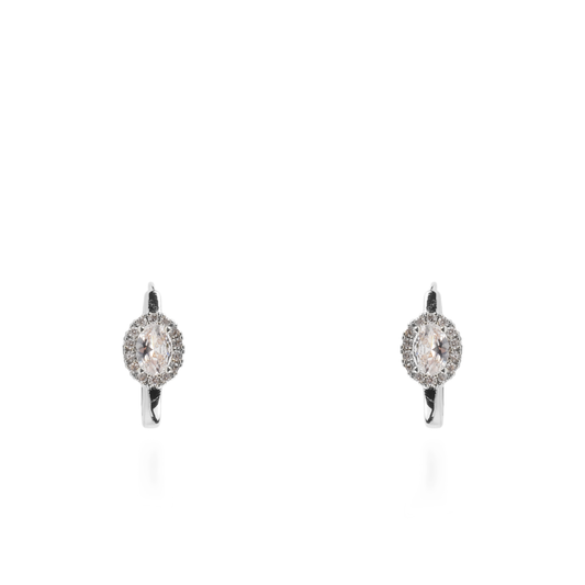 Σκουλαρίκια κρίκοι με ζιργκόν Mar and Mar Iriny (Silver) από ανοξείδωτο ατσάλι