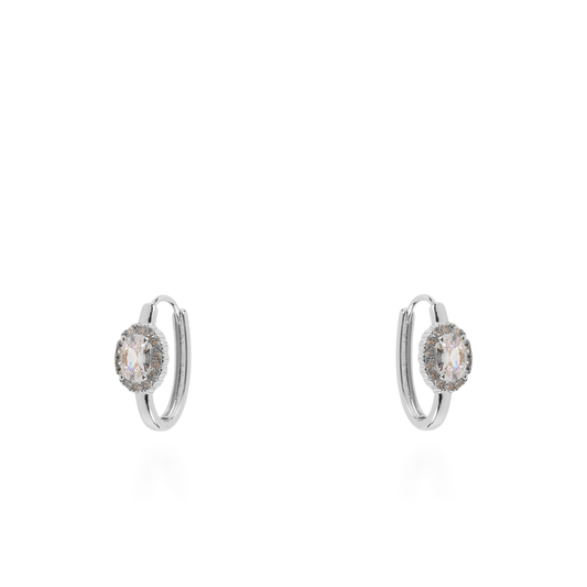 Σκουλαρίκια κρίκοι με ζιργκόν Mar and Mar Iriny (Silver) από ανοξείδωτο ατσάλι