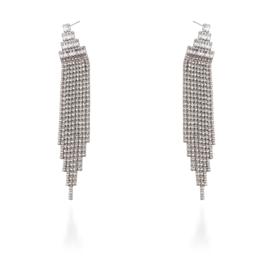 Σκουλαρίκια κρεμαστά με ζιργκόν Mar and Mar Stellar (Silver)
