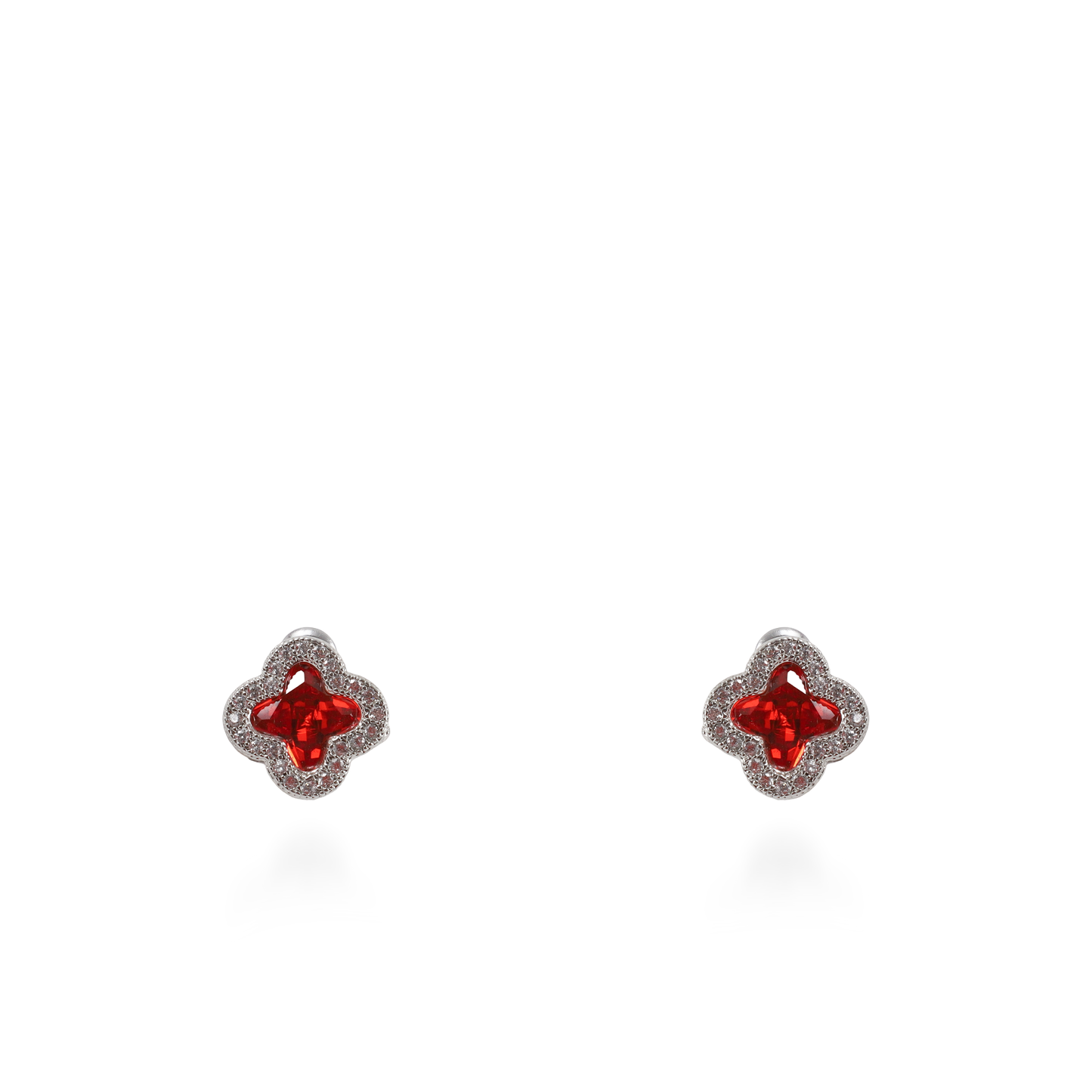 Σκουλαρίκια καρφωτά με ζιργκόν Mar and Mar Clover (Red)