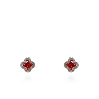 Σκουλαρίκια καρφωτά με ζιργκόν Mar and Mar Clover (Red)