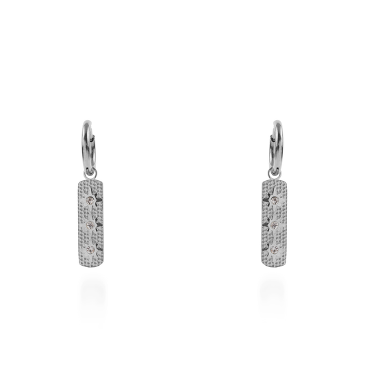 Σκουλαρίκια κρεμαστά Mar and Mar Stars Tab (Silver) από ανοξείδωτο ατσάλι